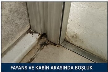 Fayans ve kabin arasında boşluk
